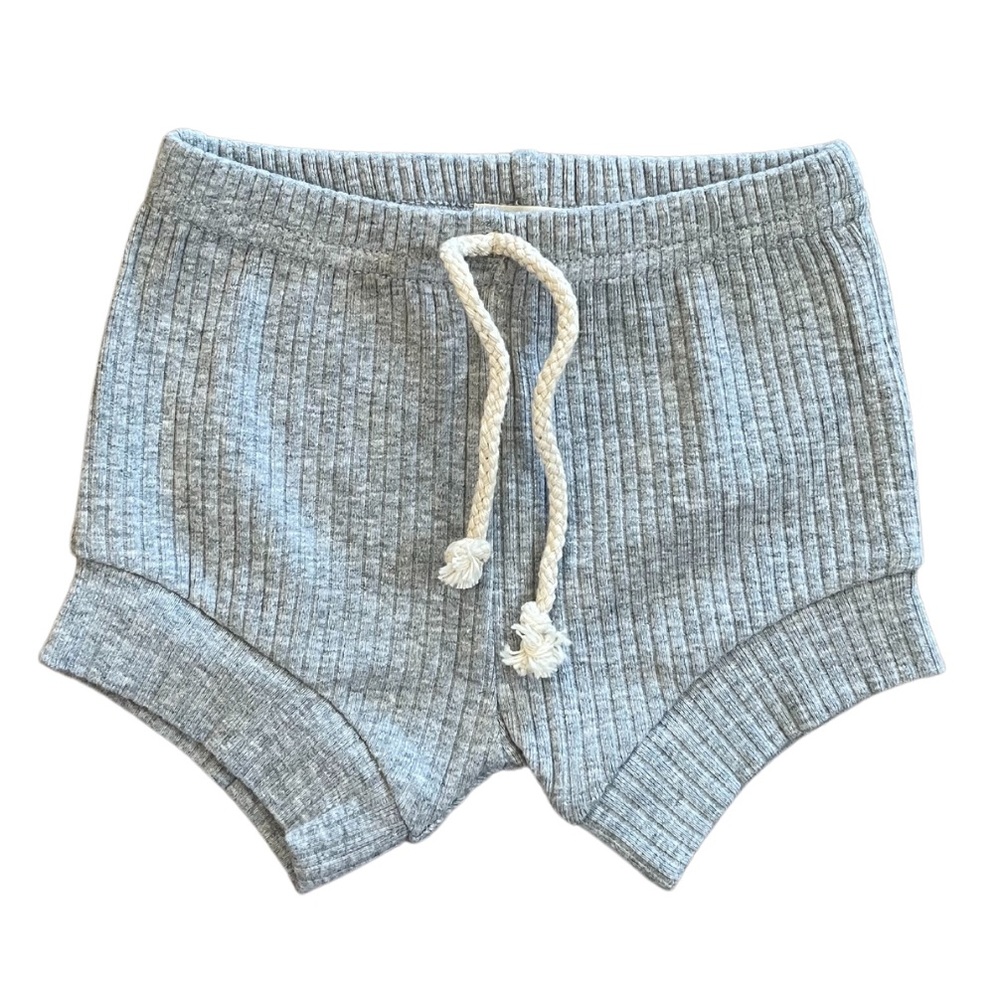 GRAY | Blush Lotus ribbed organic baby toddler shorts